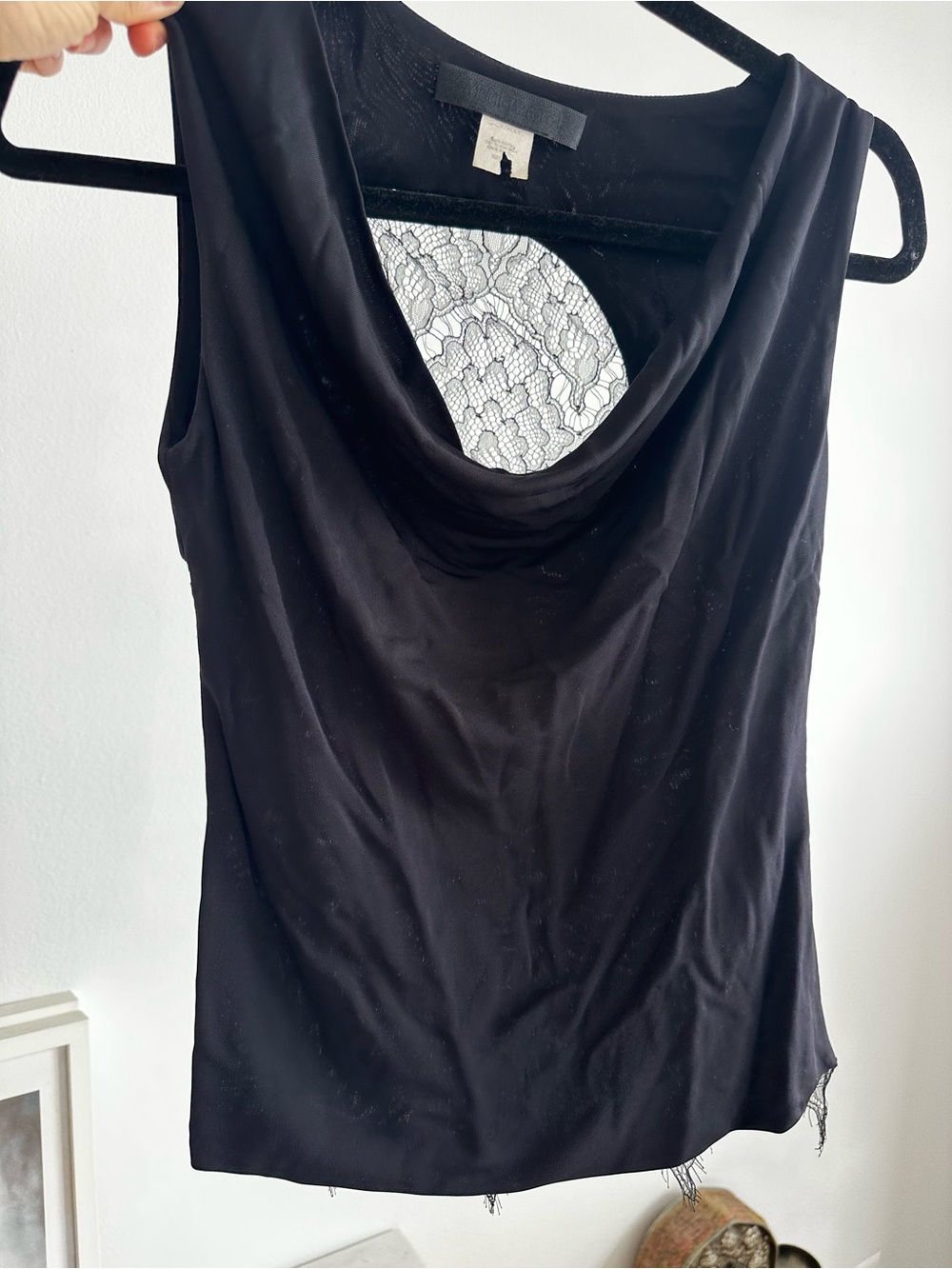 Yigal Azrouel Black Lace-Trimmed Women's Top
